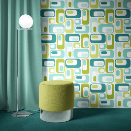 Papel Pintado Retro Mod Ovals Apple Green Teal Aqua Blue