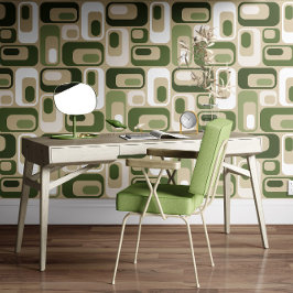 Papel Pintado Retro Mod Ovals Beige Green