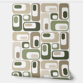 Papel Pintado Retro Mod Ovals Green Beige
