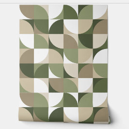 Papel Pintado Retro Mod Quares Green Beige