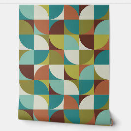 Papel Pintado Retro Mod Squares Green Blue Brown