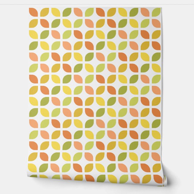 Papel Pintado Retro Mod Trellis Naranja amarillo Verde (Desenrollar)