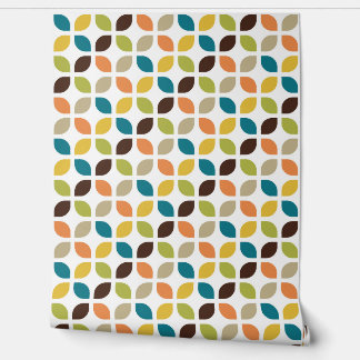 Papel Pintado Retro Mod Trellis Naranja Verde azulado Verde Marr