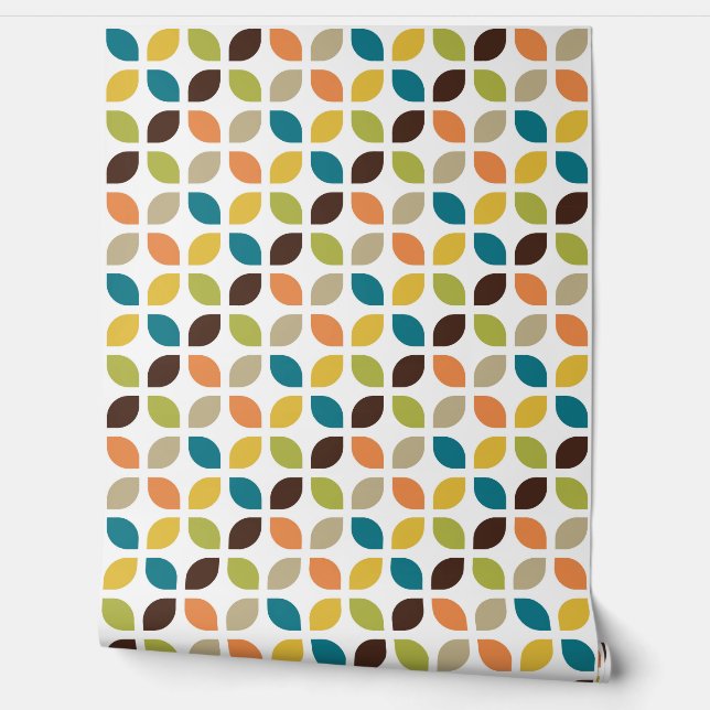 Papel Pintado Retro Mod Trellis Naranja Verde azulado Verde Marr (Desenrollar)