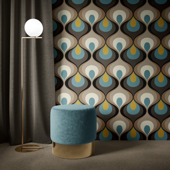 Papel Pintado Retro Mood Blue Brown Mustard Beige Black (Subido por el creador)