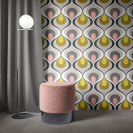 Papel Pintado Retro Mood Mustard Yellow Pink Grey Beige