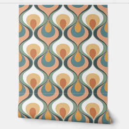 Papel Pintado Retro Mood Verde Salvia Óxido Naranja Terracota Me