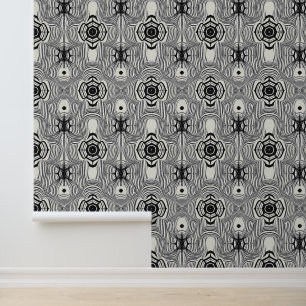 Papel Pintado Retro Op Art Patrón negro y blanco