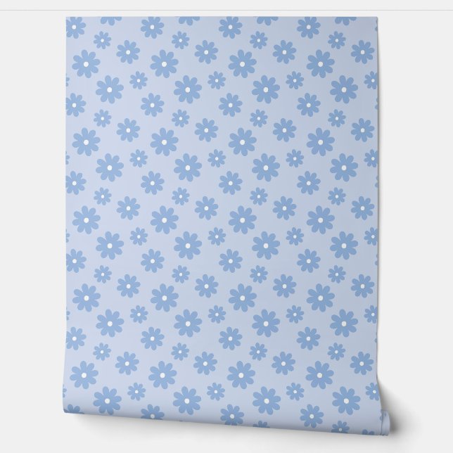 Papel Pintado Retro Periwinkle Daisies Nursera Floral (Desenrollar)