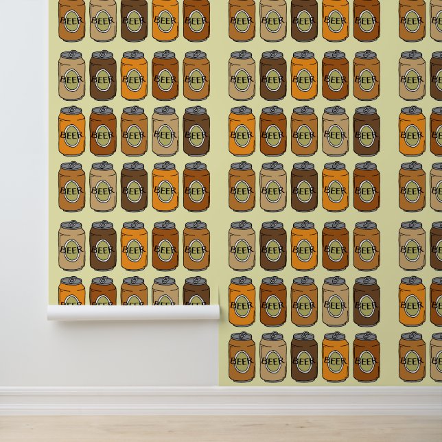 Papel Pintado Retro Pop Art Beer Cans Man Cave (Solicitud)