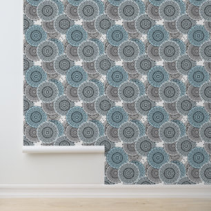 Papel Pintado Retro, retro, azul y gris, elegante