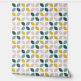 Papel Pintado RetroMod Trellis Aqua Teal Blue Blush Pink Yellow 