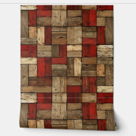 Papel Pintado Revestimiento de madera rústica 5