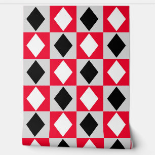 Papel Pintado Rhombus rojo blanco para diamantes