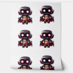 Papel Pintado Robot de vampiros Halloween lindo arte futurista f