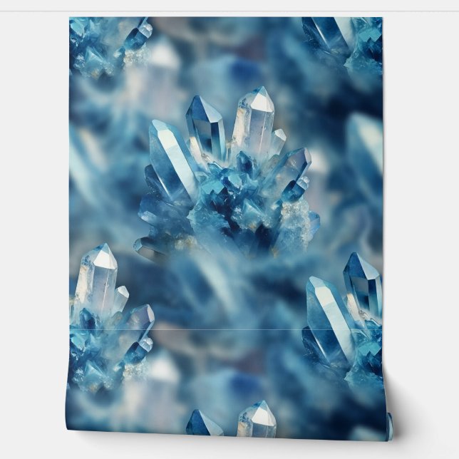 Papel Pintado Rock azul y blanco de cristal (Desenrollar)