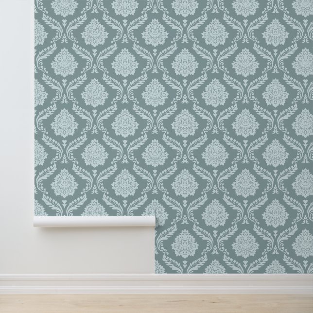 Papel Pintado Rococo Damask Pattern Duck Egg Blue+Teal (Solicitud)