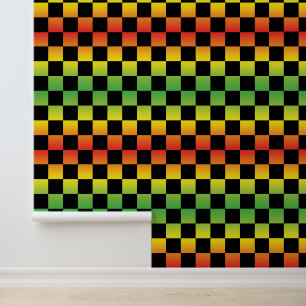 Papel Pintado Rojo Amarillo Verde Rasta Ombre Checkerboard