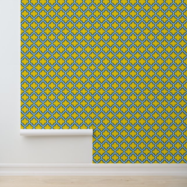 Papel Pintado Rojo azul amarillo y bebé, Entramado, Quatrefoil (Solicitud)