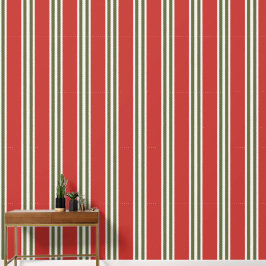Papel Pintado Rojo Granero y Verde Ejército Doble Raya de Rugby