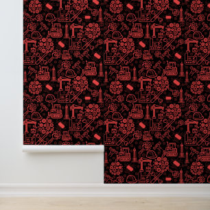 Papel Pintado rojo ladrillo moderno Ingeniero arquitectónico de