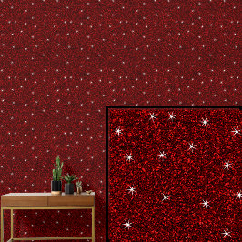 Papel Pintado Rojo oscuro con estrellas espumosas