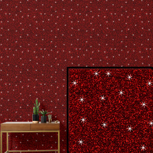 Papel Pintado Rojo oscuro con estrellas espumosas