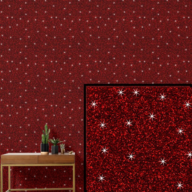 Papel Pintado Rojo oscuro con estrellas espumosas (Subido por el creador)
