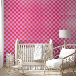 Papel Pintado Rojo Rosa Mid Century Moderno Mod Peel & Stick