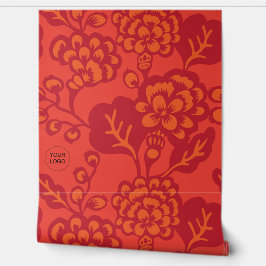 Papel Pintado Rojo y Naranja Vibrante y negrita Moda de patrón f