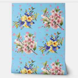 Papel Pintado Romantic Floral Hearts Textured Vinyl Wallpaper