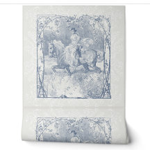 Romántica chica ecuestre Cottagecore Delft Azul