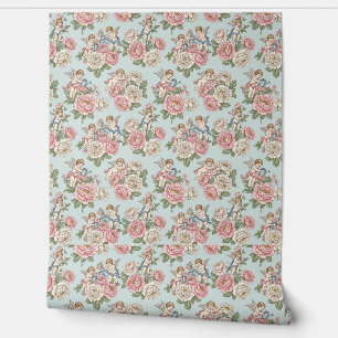Papel Pintado Romántico Jardín de Rosas Rococó Revival Vintage