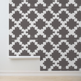Papel Pintado Rompecabezas moderno en gris y blanco