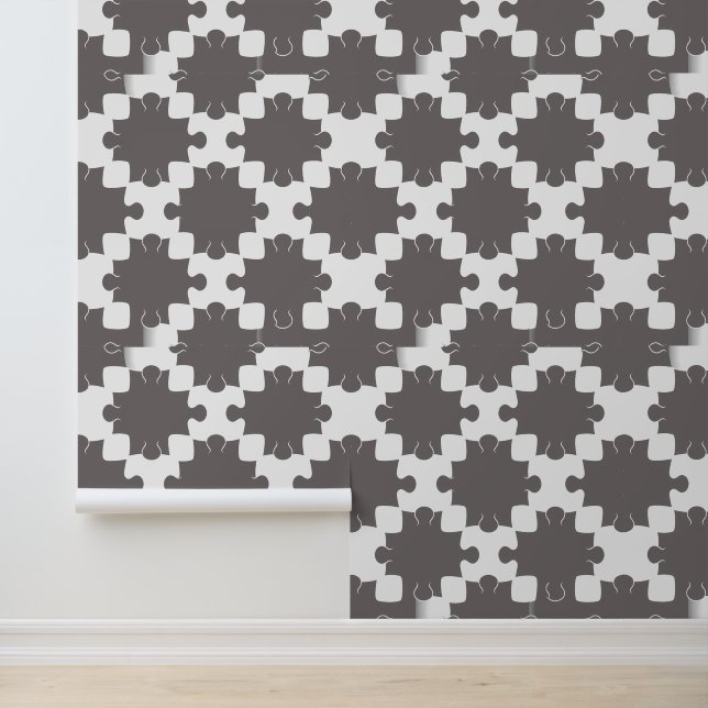 Papel Pintado Rompecabezas moderno en gris y blanco (Solicitud)