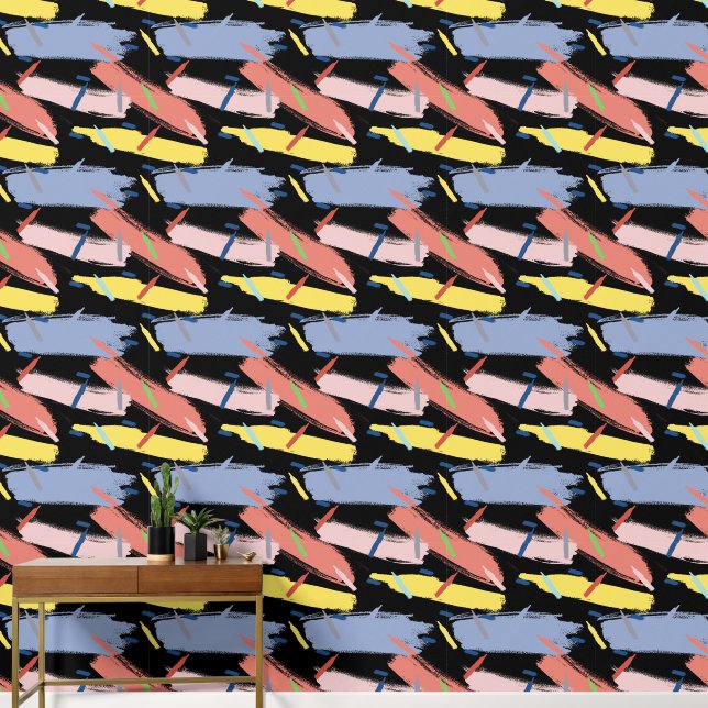 Papel Pintado Rosa amarillo azul abstracto (Pasillo)