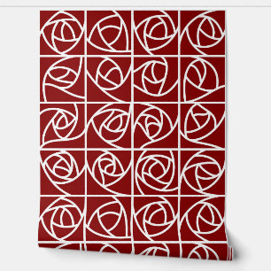Papel Pintado Rosa Art Deco Cuadrados estilizados Floral primari