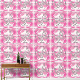 Papel Pintado Rosa con mariposa plateada y Rótulo infinito |