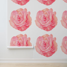 Papel Pintado Rosa de acuarela rosa floral elegante