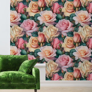 Papel Pintado Rosa de aspecto pintado Flor 