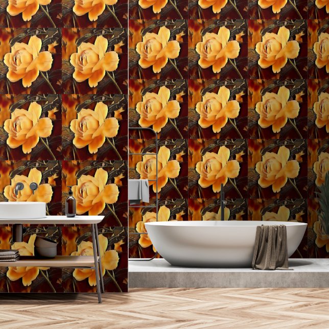Papel Pintado Rosa de Fuego (Baño)