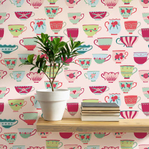 Papel Pintado Rosa de las teacras retro