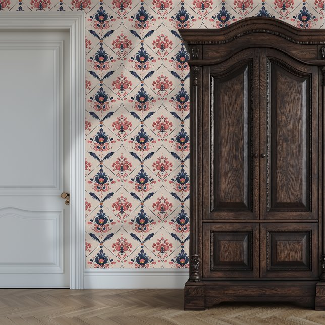 Papel Pintado Rosa encantado Princescore (Enchanted Rose Lattice Princesscore Wallpaper)