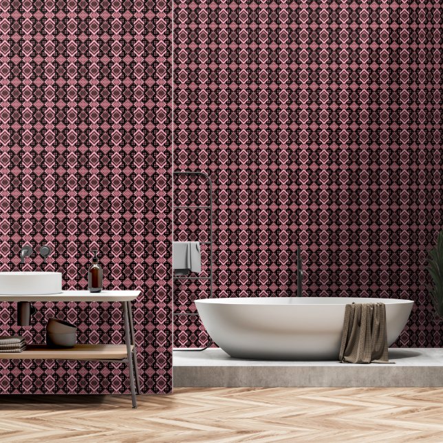 Papel Pintado rosa geométrico (Baño)