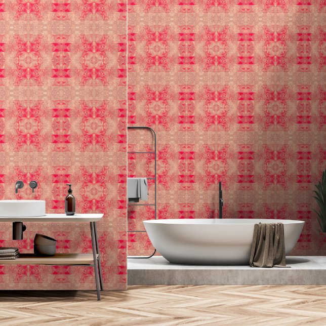 Papel Pintado rosa geométrico (Baño)