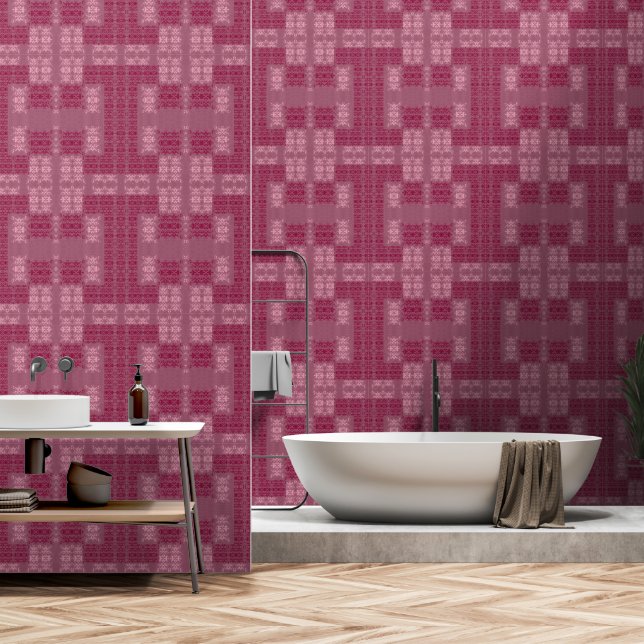 Papel Pintado rosa geométrico (Baño)