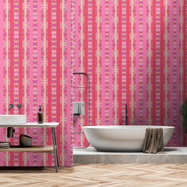 Papel Pintado rosa geométrico (Baño)
