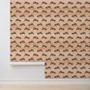 Papel Pintado Rosa Gold Leopards Animal