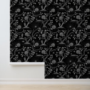 Papel Pintado Rosa gótico y patrón óseo