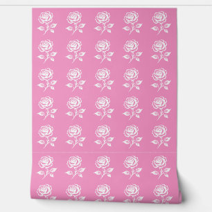 Papel Pintado Rosa Moderna Y Elegante, Rosa Blanca Y Rosa